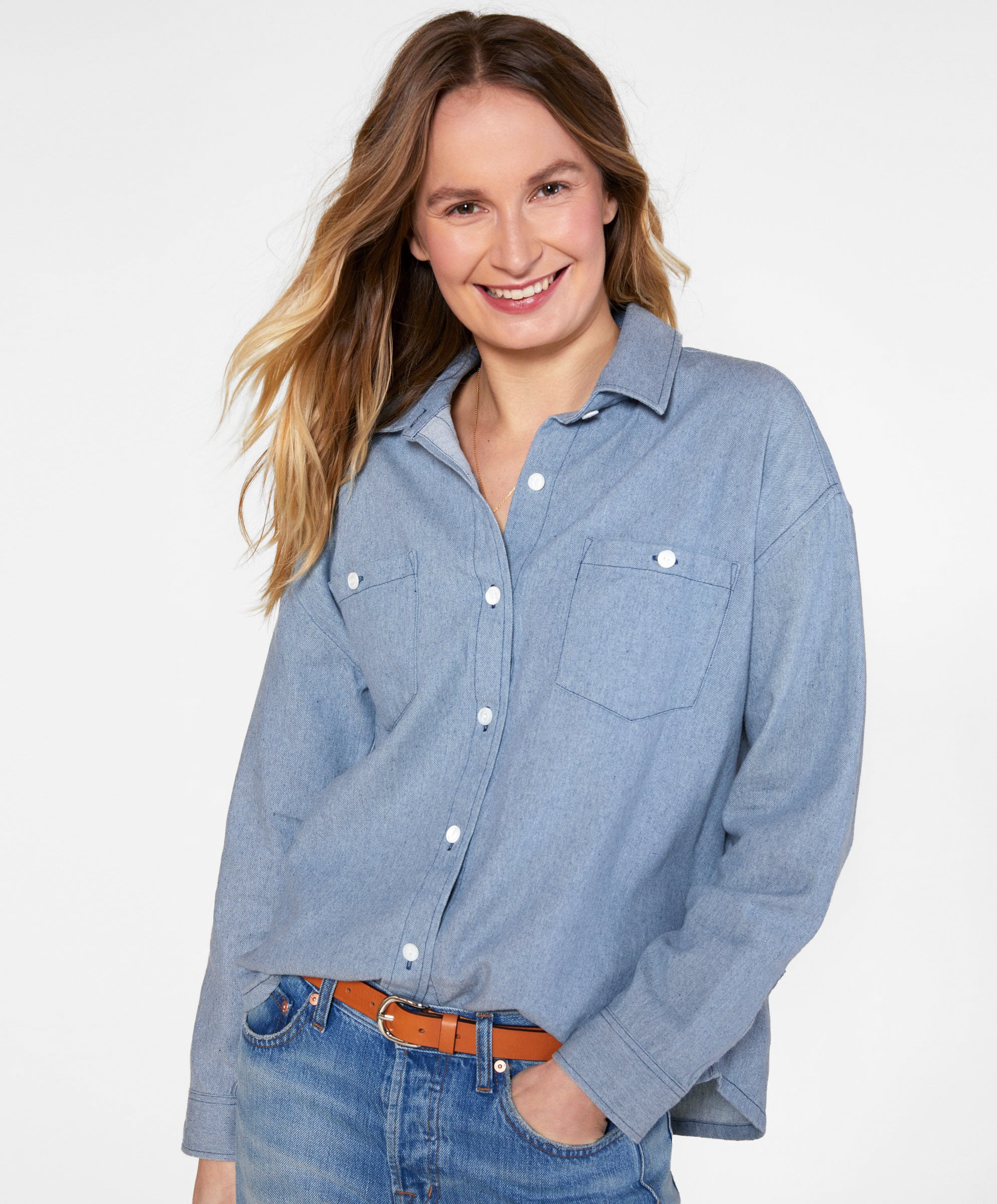 New Denim Project Boxy Chambray Shirt ...